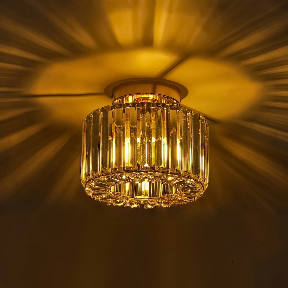 image 1 of Living and Home Crystal Mount Ceiling Light, 23x23x18cm