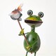 image 4 of Homescapes Metal Frog with Butterfly Net and Flower Pot - 31 cm Tall