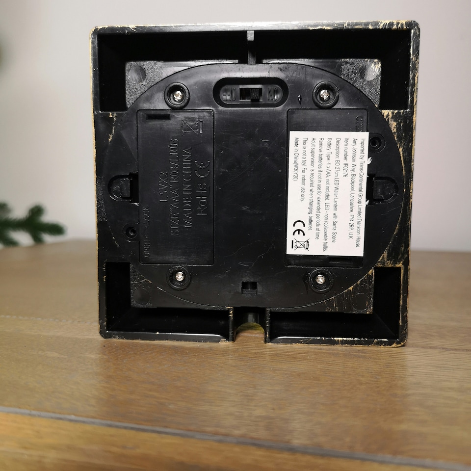 image 1 of 27cm Dual Power LED Water Spinner Lantern Christmas Decoration with Santa Scene