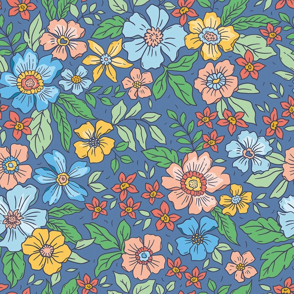 image 1 of Gorgeous Gardenia Wallpaper in Blue Multi