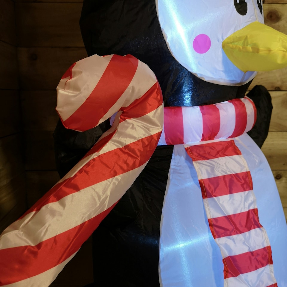 image 1 of 4ft (120cm) LED Christmas Inflatables Outdoor Penguin W/ Candy Cane Decorations