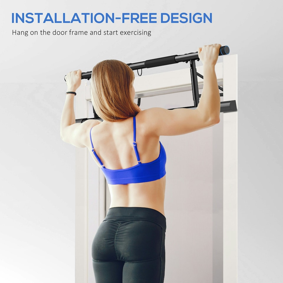 image 1 of SPORTNOW Pull Up Bar Doorway, Push Up Stand w/ Resistance Bands