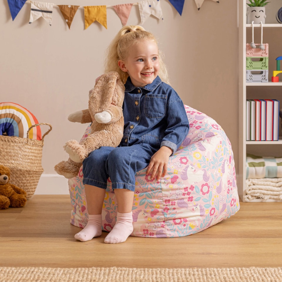 image 1 of icon Kids Kingston Unicorn Print Classic Bean Bag