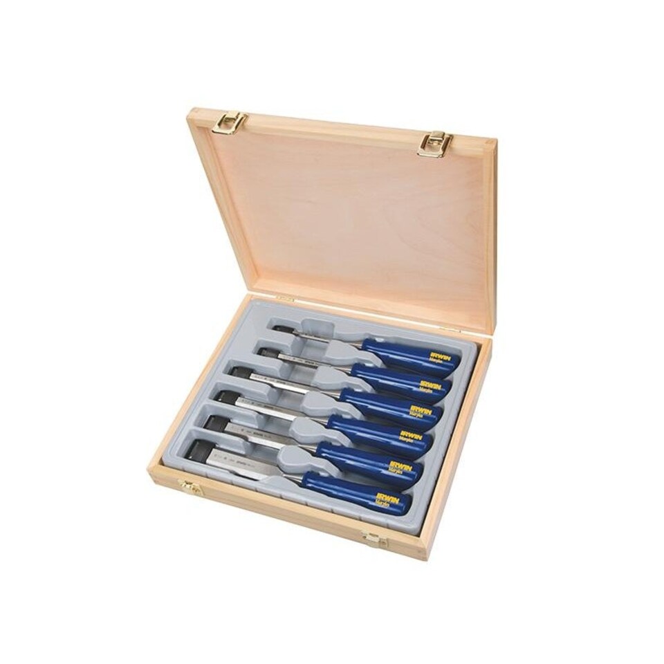 Irwin Marples M444 Blue Chip Bevel Edge Chisel - Multi Colour - Set of 6