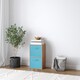 image 2 of 2-Tier Cube Shelving Unit with Inserts | Brown | Oak & Sky Blue | 1