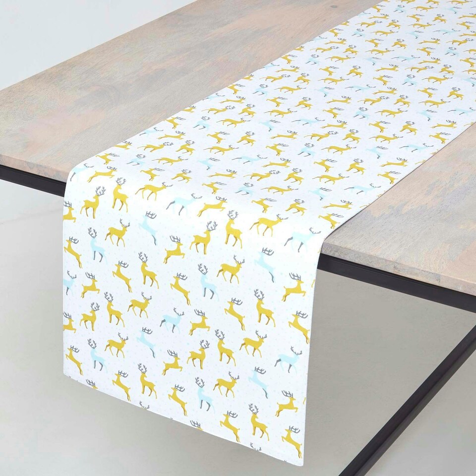 image 1 of Homescapes Majestic Stag Grey Christmas Table Runner - 35 x 250 cm Grey