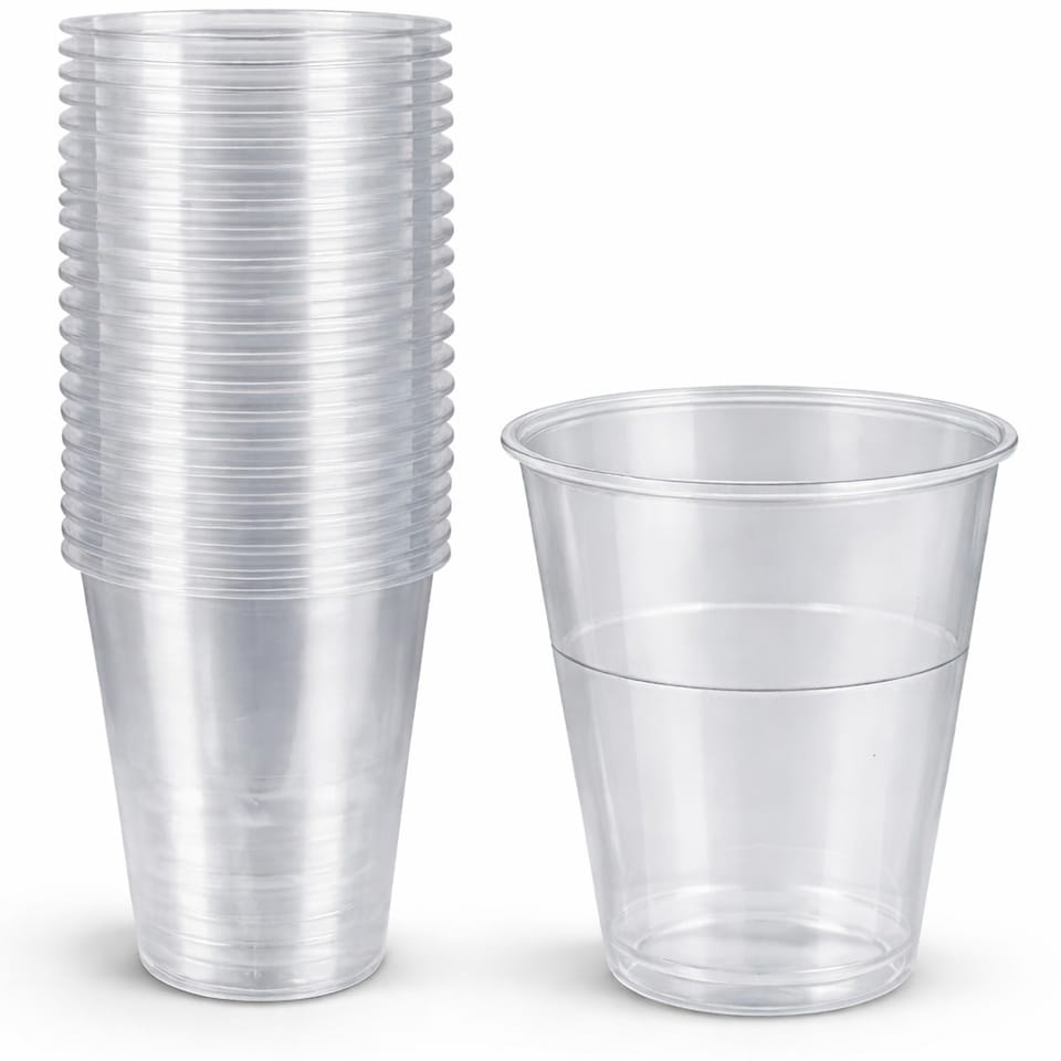 image 1 of Hero Disposable Half Pint Cups Polypropylene Tumblers Plastic Cups, Food Grade Cold Drink Cups with Rolled Rim, UKCA Marked, Lined Accurate Half Pint Measures, Recyclable Clear Party Cups | Clear | Clear | 150