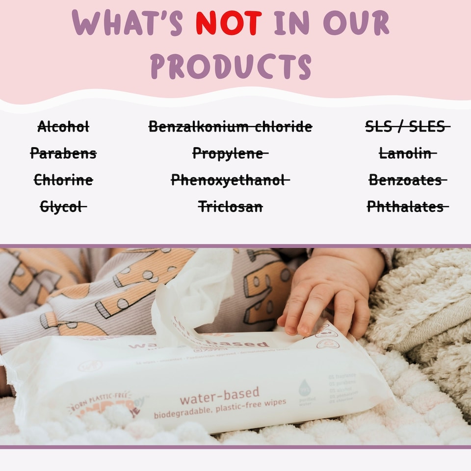 image 1 of Kinder by Nature Water-Based wipes - 12 packs x 56 wipes