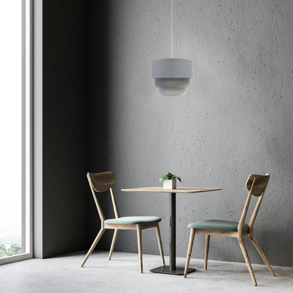 image 1 of First Choice Lighting Grey Ombre 3 Tier Ceiling Light Shade Grey