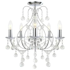 First Choice Lighting Chrome 5 Light Crystal Chandelier Chrome | Clear