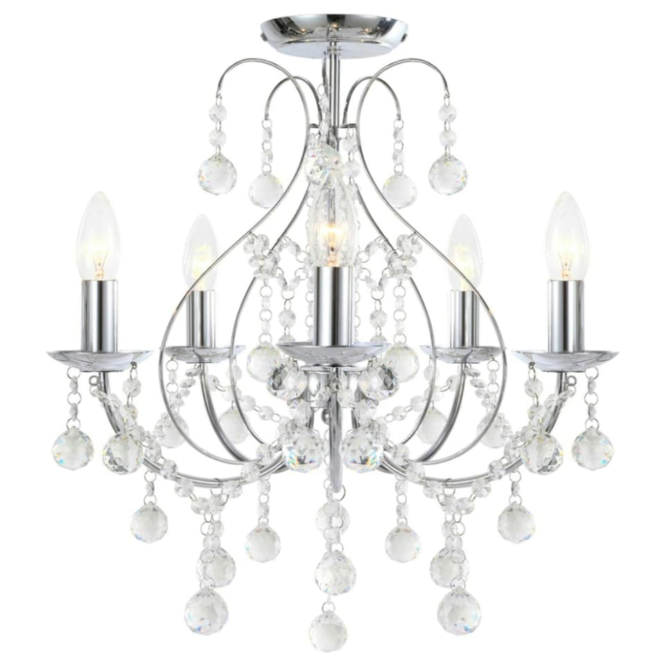 image 1 of First Choice Lighting Chrome 5 Light Crystal Chandelier Chrome | Clear