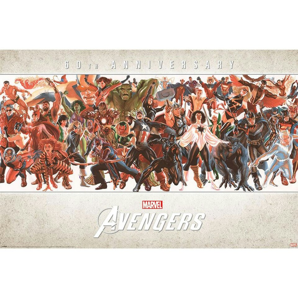 Avengers Characters 60th Poster - Multicoloured - One Size