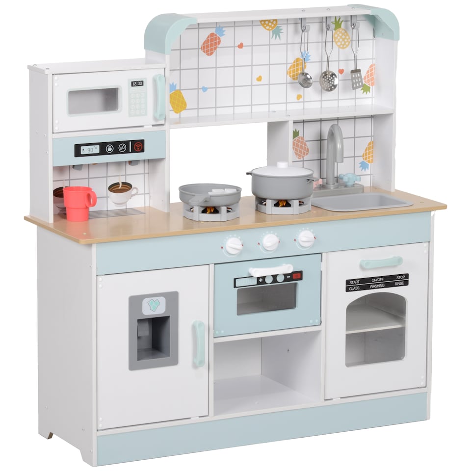 image 1 of AIYAPLAY Toy Kitchen, Pretend Role Play Kitchen w/ Ice Maker, Microwave