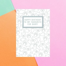 Happy Birthday To My Favourite Fur Baby! Cat Greetings Card