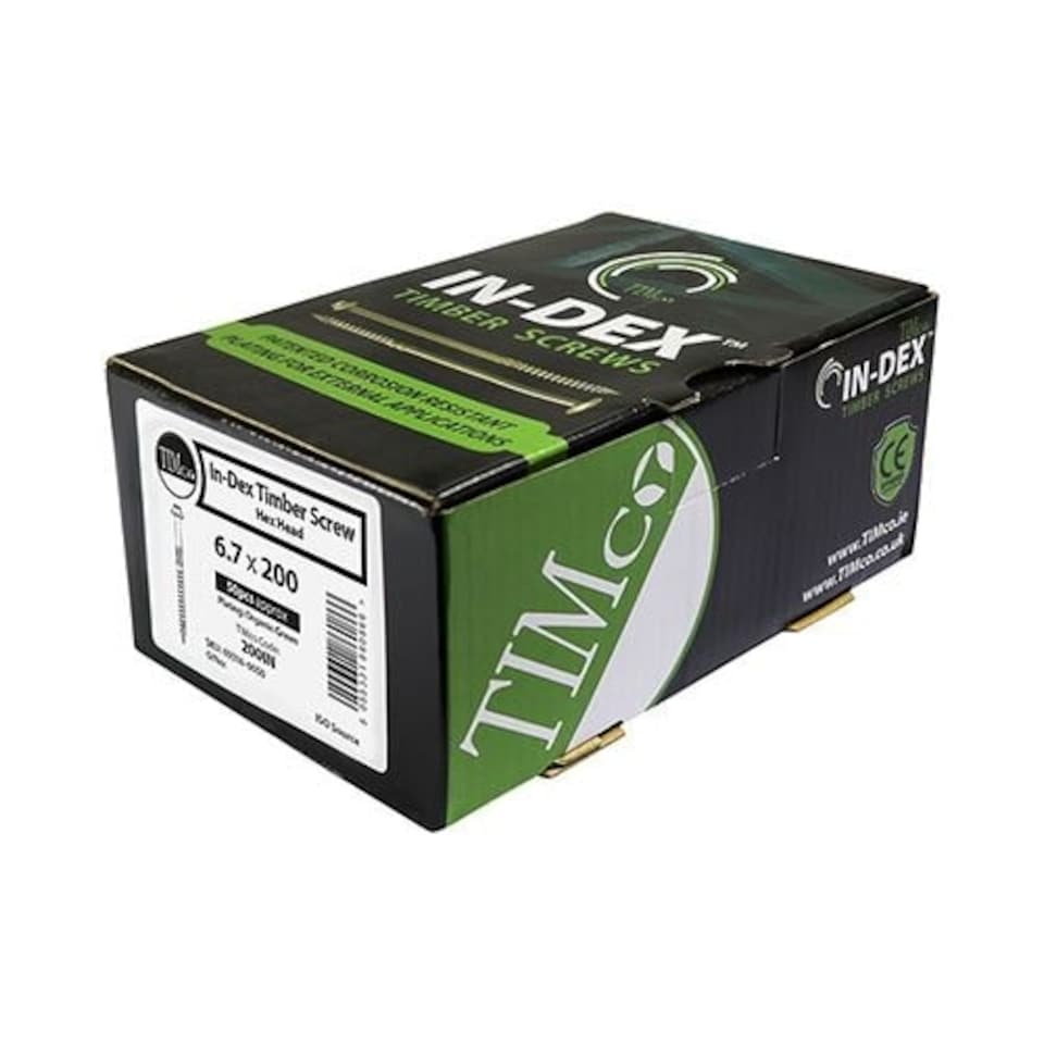 image 1 of Timco - Timber Frame Construction & Landscaping Screws - Hex - Exterior - Green Organic (Size 6.7 x 75 - 50 Pieces)