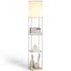 image 1 of HOMCOM Modern Floor Lamp with Shelves, 3 Layer Shelf Tall Standing Lamp with Fabric Lampshade, Pull Chain Switch for Living Room, Bedroom, Bulb not Included, White