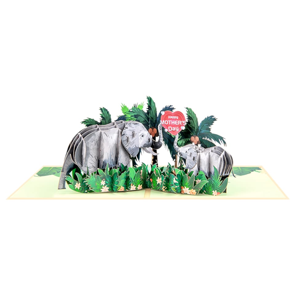 image 1 of Elephants in Green Foliage Scene 3D Pop Up Mother’s Day Card