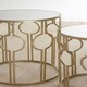 image 4 of Set of 2 Circle Design Champagne Tables,Modern Round Stackable Sofa Side Tables,Mirrored Top End Tables Gold
