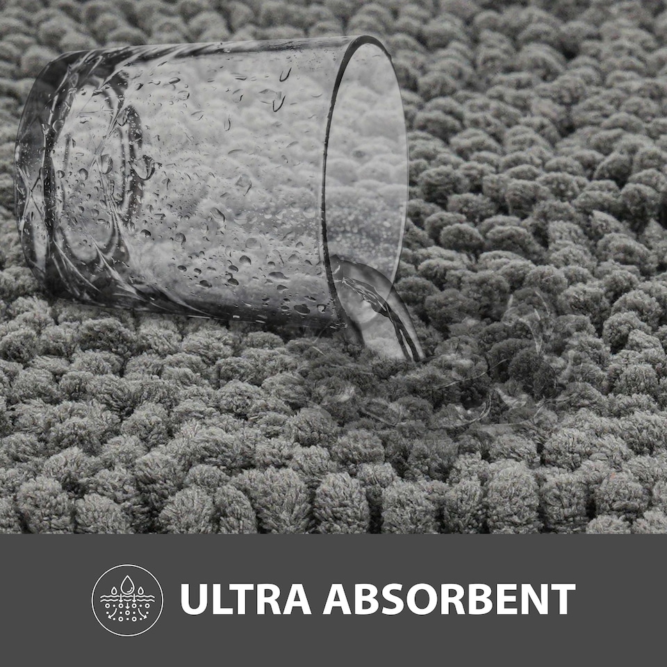 image 1 of Non Slip Bath Mat Water Absorbent Shower Mats Machine Washable Bathroom Rug, Charcoal