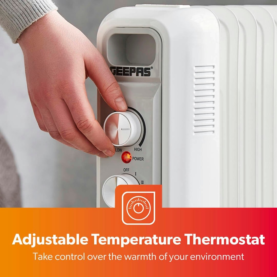 image 1 of GEEPAS Oil Filled Radiator Heater 2000W, 9 Fin  - White