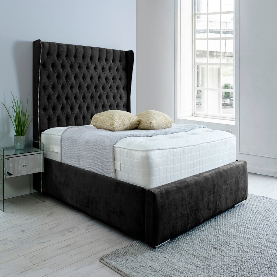 Salva Plush Small Double Bed Frame - Black