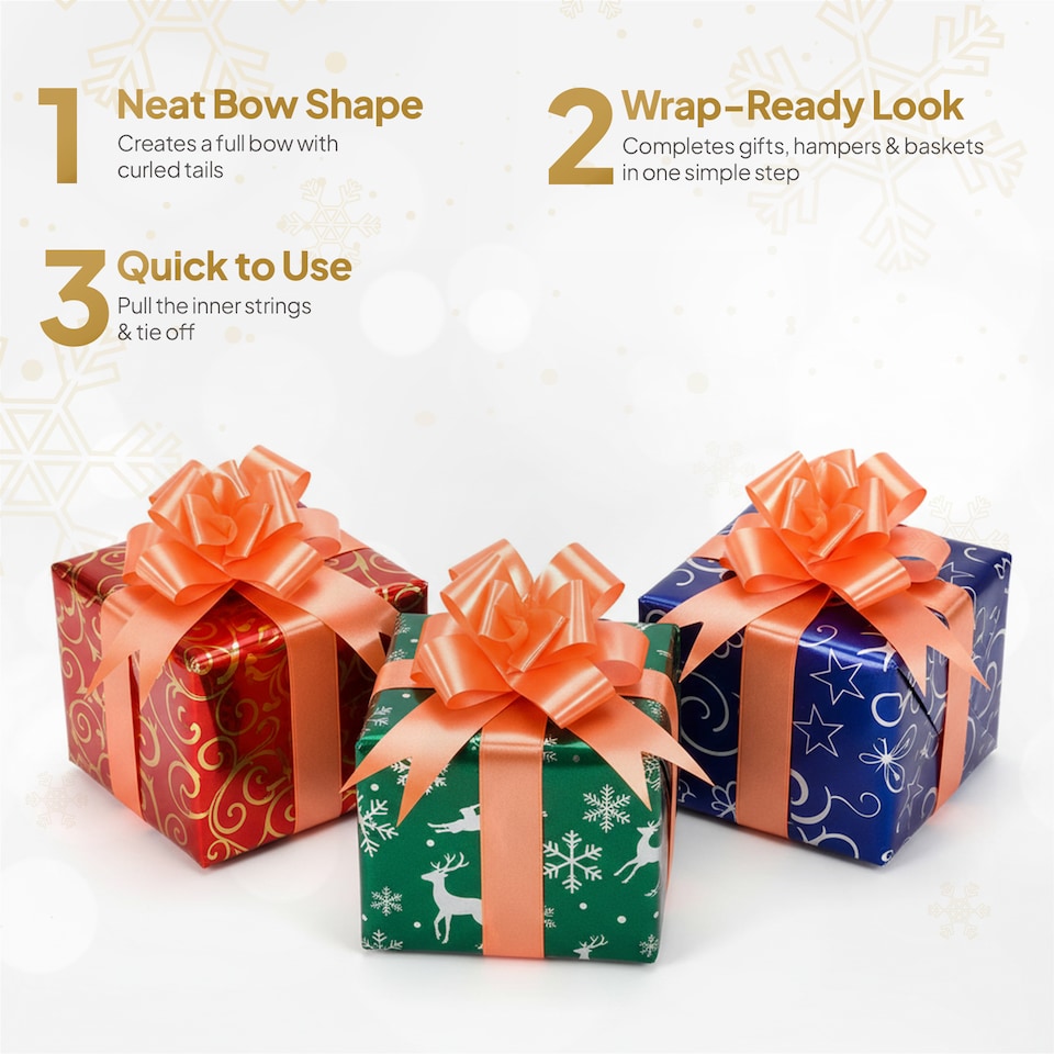 image 1 of 20pcs Orange 30mm/3cm Large Ribbon Pull Bows for Gift Wrapping, Hampers, Florist Bouquets, Wedding Cars and Party Décor Pullbow