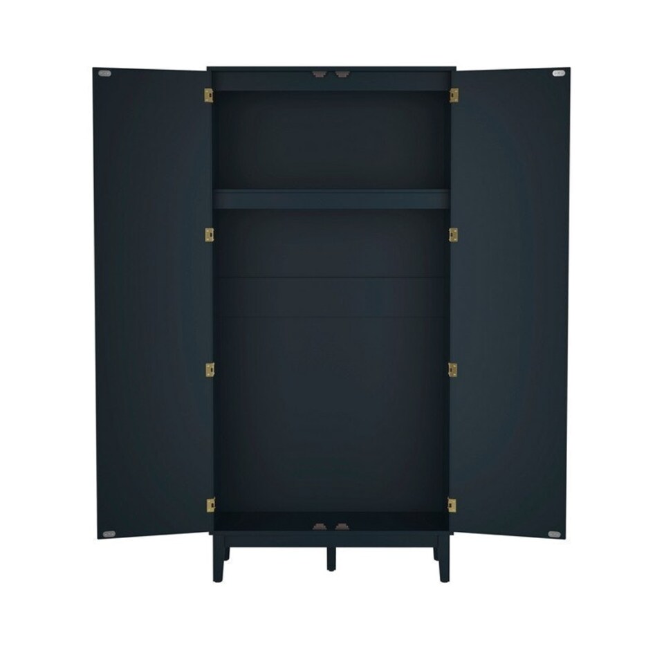 image 1 of Bordeaux 2 Door Wardrobe - Engineered Wood/Plastic - L55.52 x W85 x H180.5 cm - Berlin Blue/Oak Blue