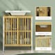 image 6 of HOMCOM Under Sink Bathroom Cabinet, Sink Storage Cabinet with Slat Doors | White | Natural | 60W x 30D x 70H cm