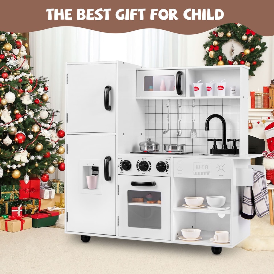 image 1 of COSTWAY Play Kitchen Toy Set Kids Kitchen Playset Chef Pretend Play Toy