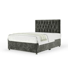 Charcoal Chenille No Drawer Divan Base and Lona Headboard Single