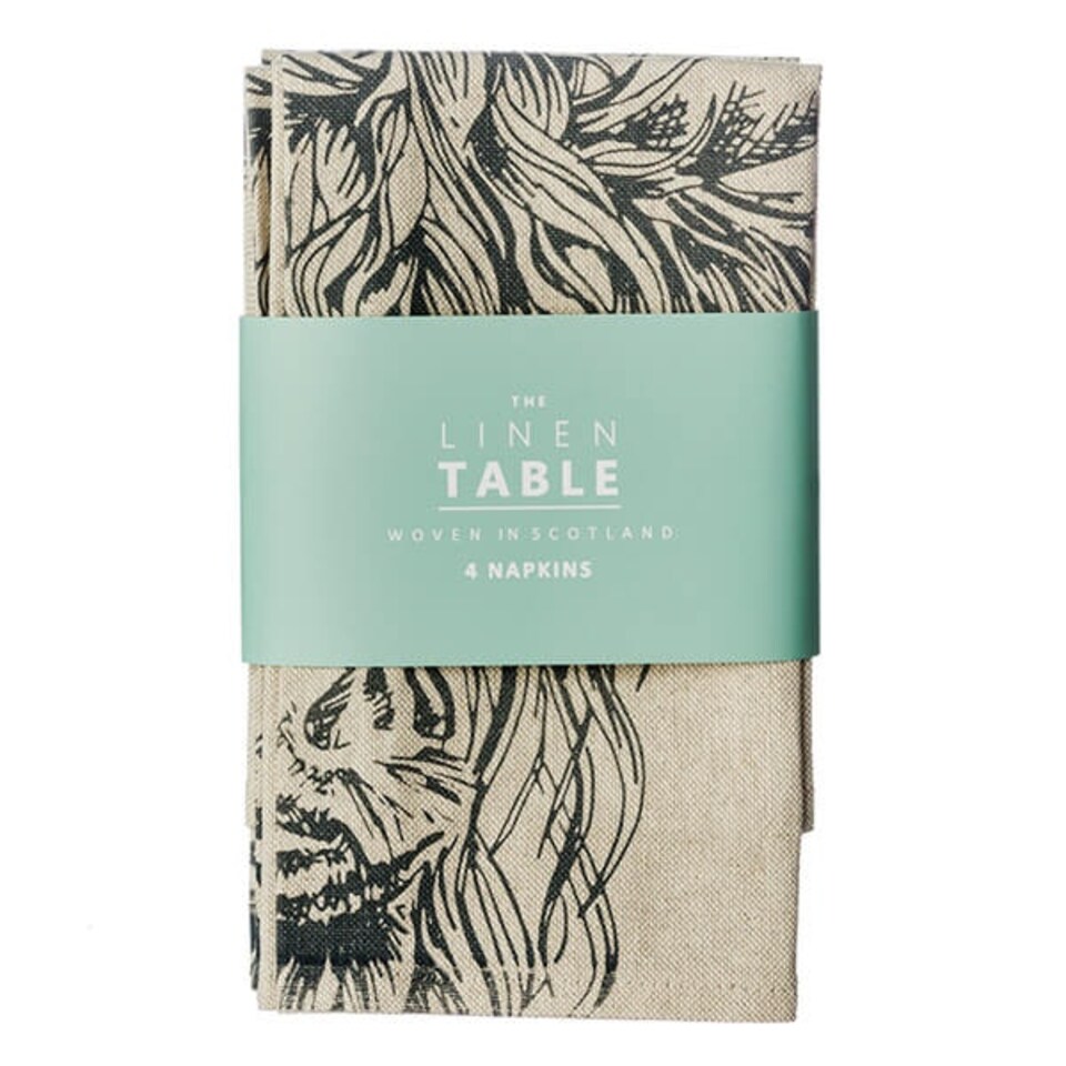 image 1 of The Just Slate Company Set of 4 Highland Cow Linen Napkins
