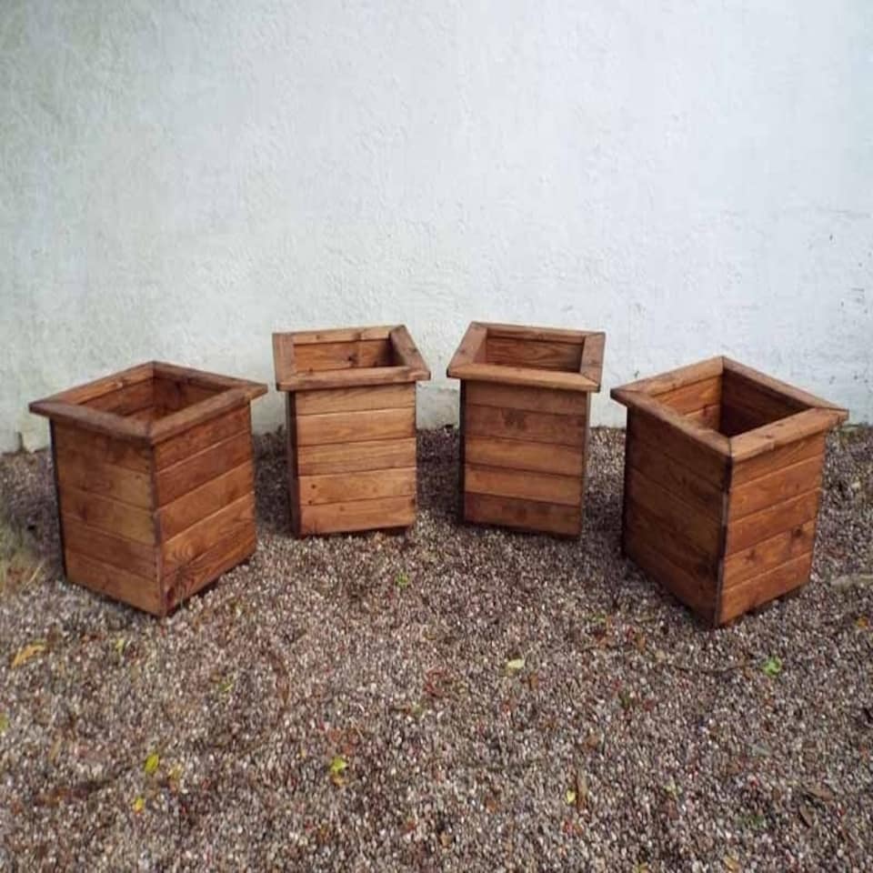 image 1 of 4Pc Large Square Planter - Wood - L47.5 x W47.5 x H39.5 cm - Fully Assembled Brown