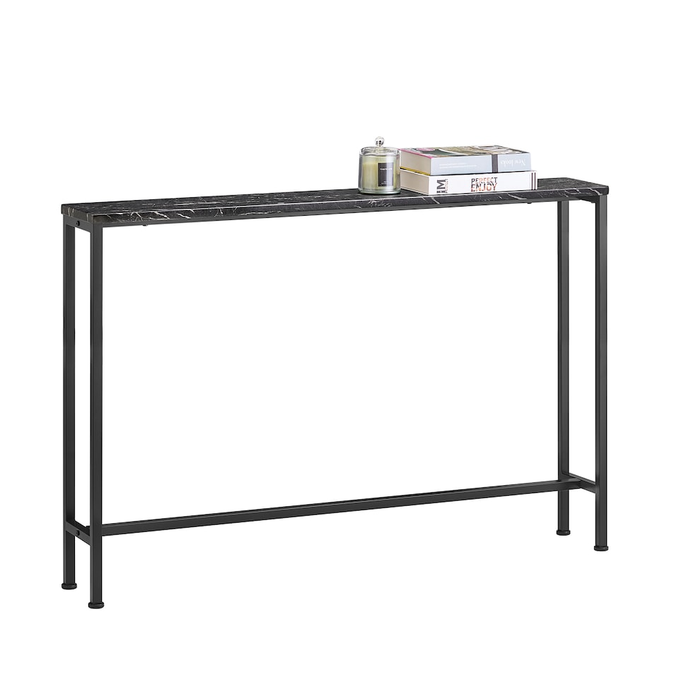image 1 of SoBuy Slim Console Table, Black Marble Effect Top, Metal Frame, 47.2x7.9x31.5 in, 6.15 kg - FSB19-XL-SCH