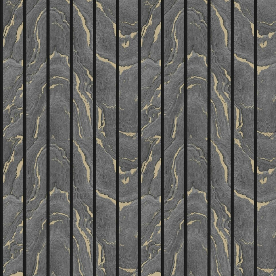 image 1 of Muriva Woodgrain Effect Wallpaper - Charcoal - 10m x 53cm Black