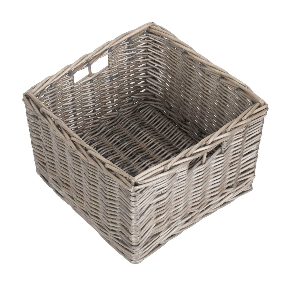 image 1 of Medium Square Antique Wash Unlined Storage Basket | Brown | Brown | L