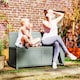 image 8 of Outsunny Wood Storage Bench for Patio, Outdoor Garden Seating, Grey 