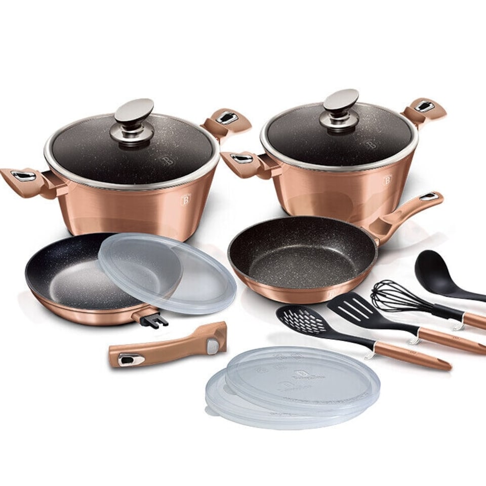 image 1 of Berlinger Haus 13 Pc Rose Gold Cookware Set With Detachable Handle