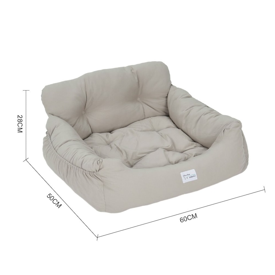 image 1 of Living and Home Dog Cushion Bed with Pockets for Travel- Light Grey- 50cm W x 45cm D | Multi | One Size