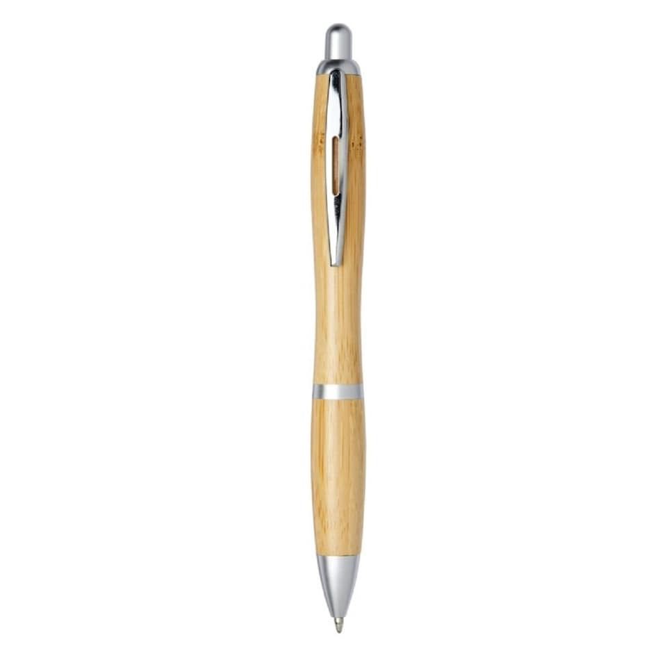 Bullet Nash Bamboo Ballpoint Pen - Natural/Silver - One Size