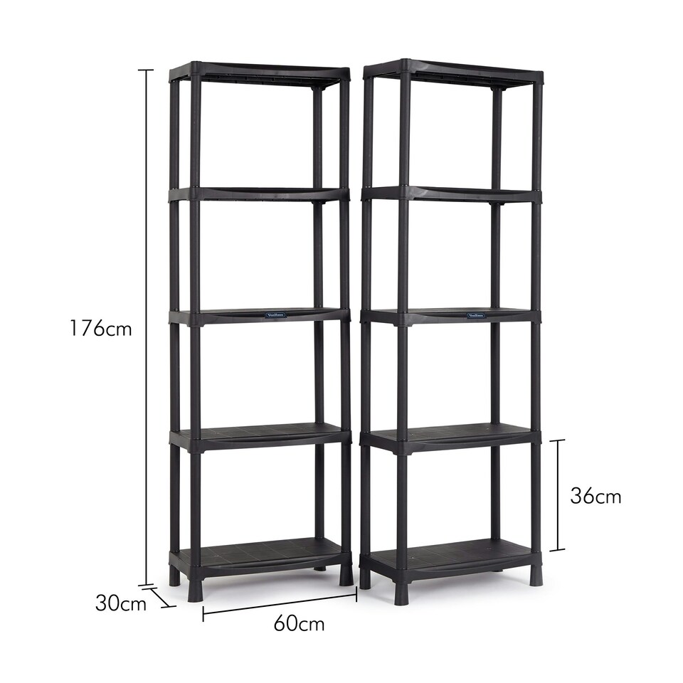 image 1 of VonHaus Two 5 Tier Plastic Shelving Units for Garage