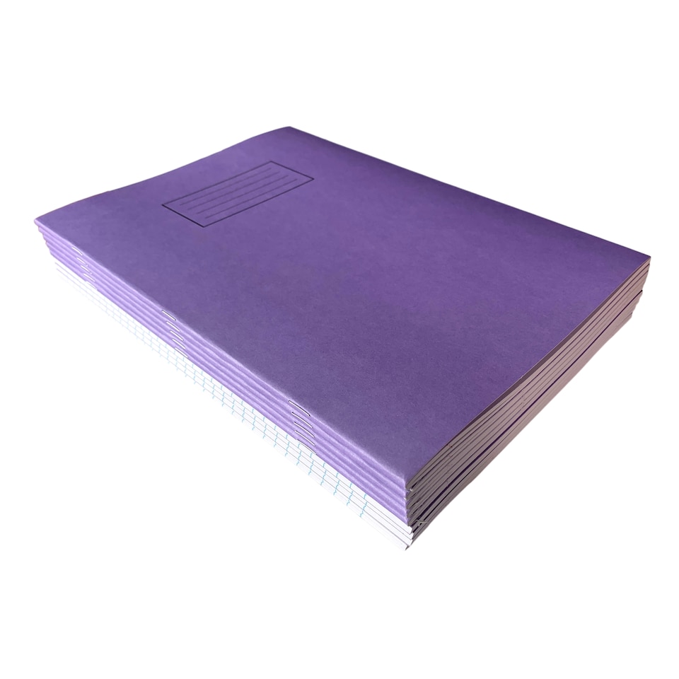 image 1 of Pack of 10 Janrax A4 Purple 80 Pages Feint and Ruled Exercise Books
