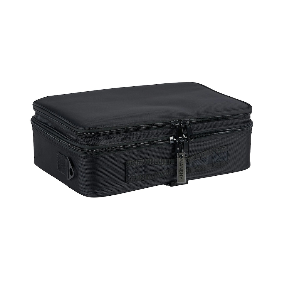 image 1 of Nanshy Travel Makeup Case with Mirror - Professional, Waterproof, Adjustable Compartments
