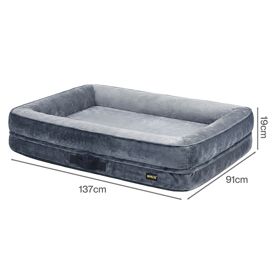 image 1 of Skylos Dog Bed Orthopedic Dog Bed 4.0in Egg Crate Foam Flannel Grey