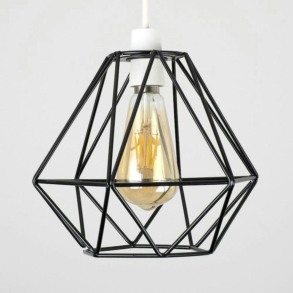 image 1 of ValueLights Diablo Black Ceiling Pendant Shade and B22 Pear LED 4W Warm White 2700K Bulb