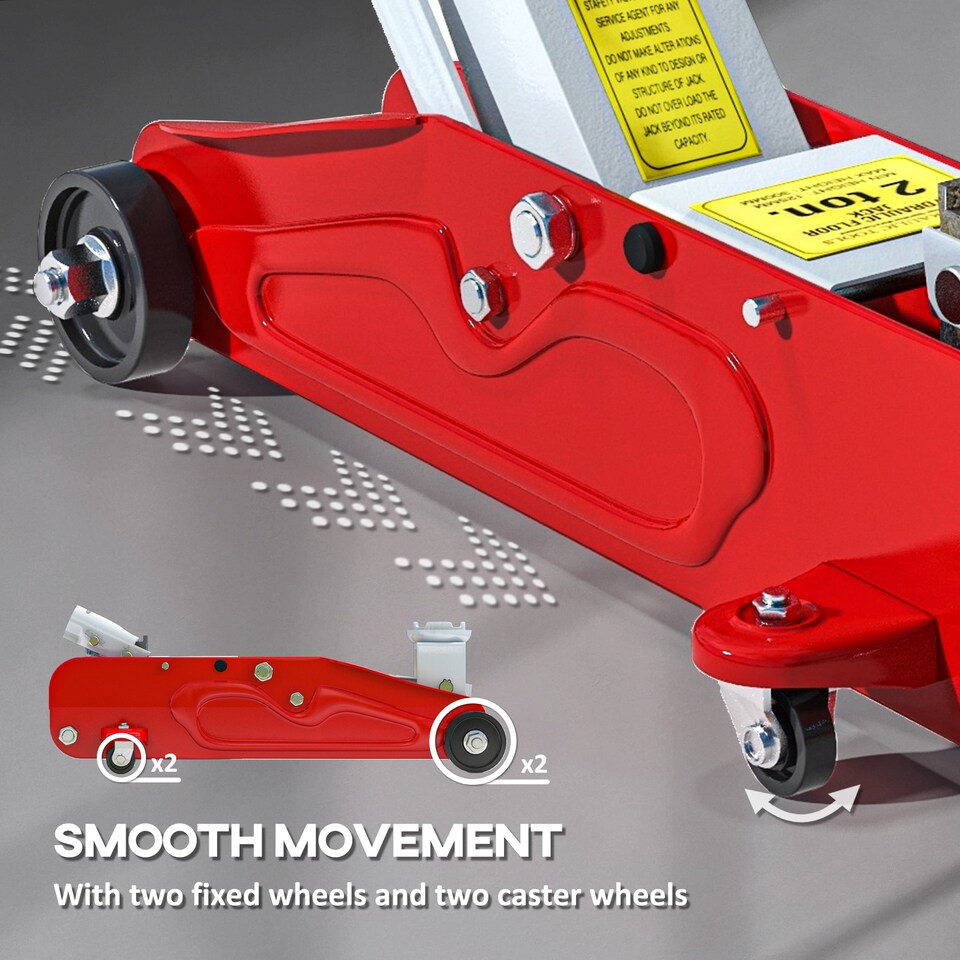 image 1 of HOMCOM Hydraulic Low Profile Car Jack 2 Ton Capacity for Car Garage Tyre Repair | Red