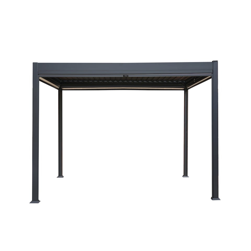 image 1 of Anthracite Aluminium Pergola With White Blinds - 3m x 3m