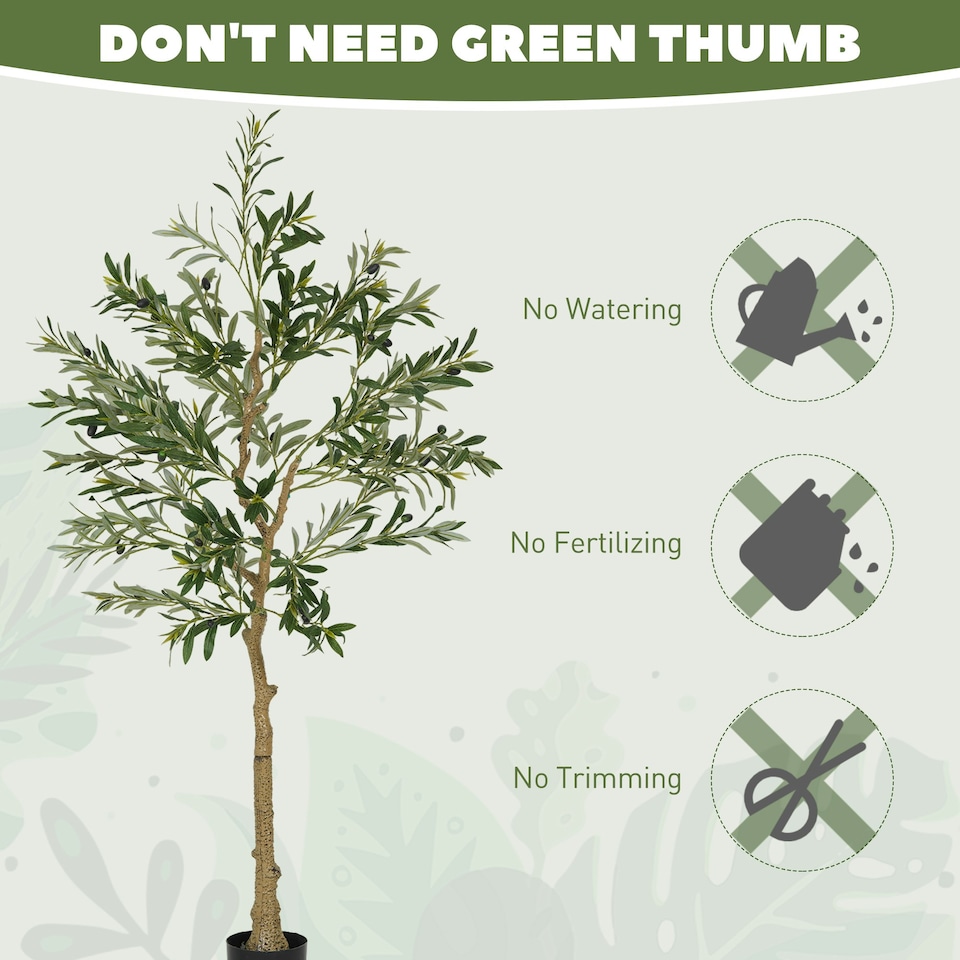 image 1 of HOMCOM Indoor Artificial Plant, Faux Potted Silk Olive Tree, 150cm 5ft