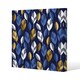 image 1 of White, Blue & Gold Leaves on Navy Background (Canvas Print) 101 x 101 x 4cm