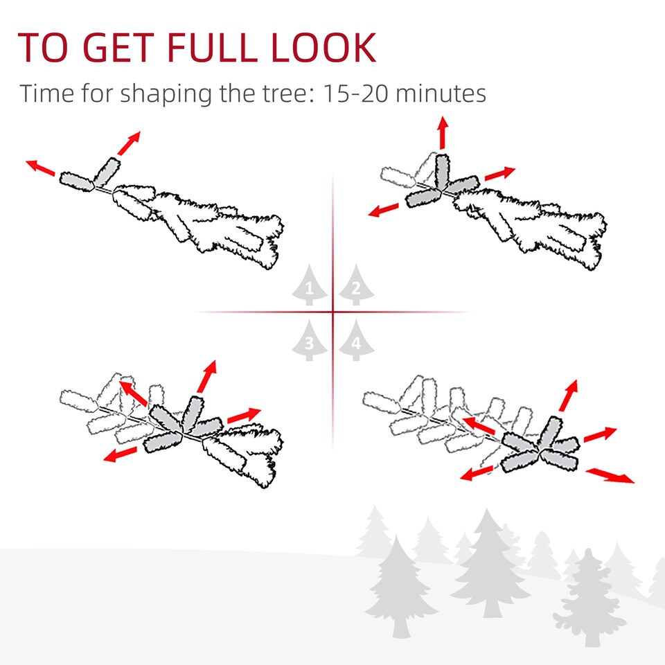 image 1 of HOMCOM 7FT Indoor Christmas Tree Artificial Decoration mas Gift with Metal Stand Branch Tips