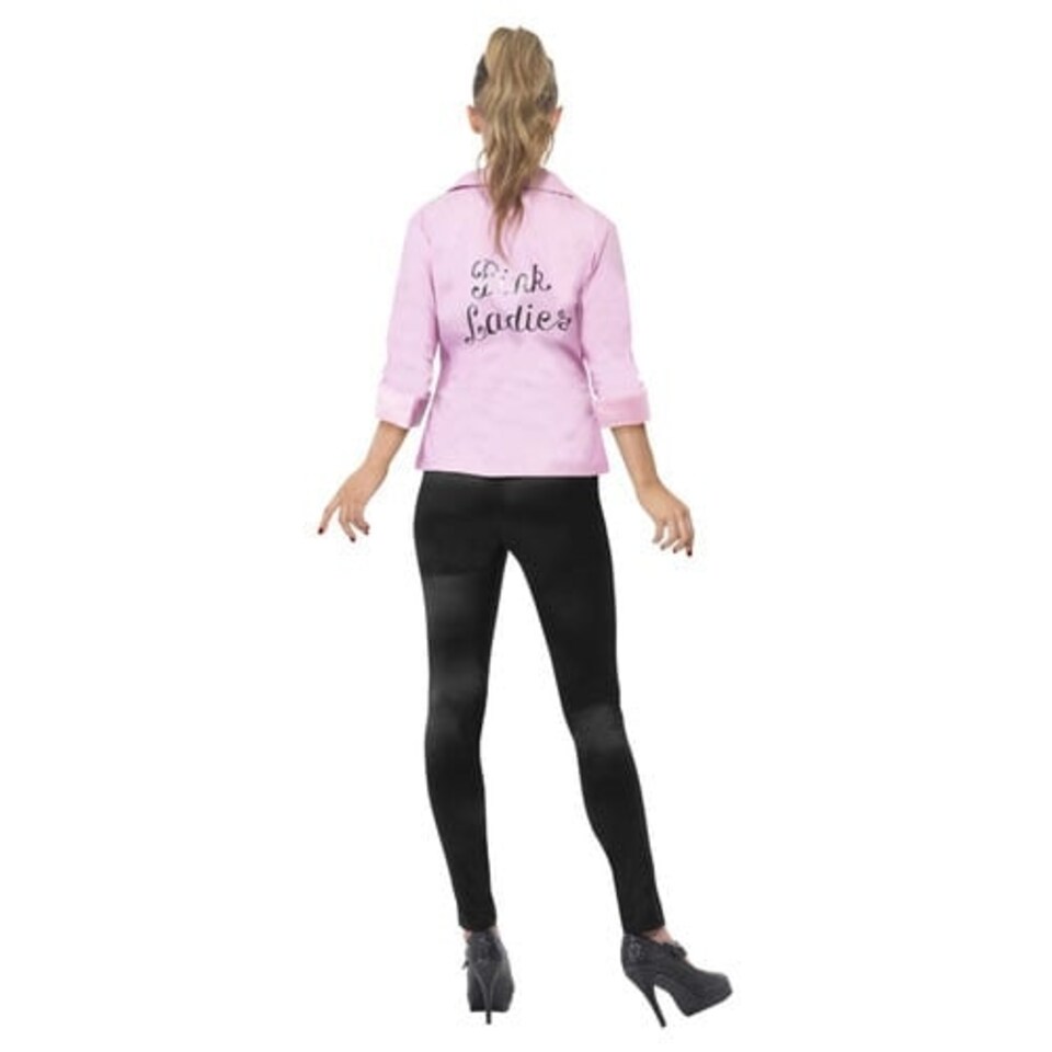 image 1 of Grease Deluxe Pink Ladies Jacket Fancy Dress Costume Ladies Medium - UK 12-14 Pink | 12